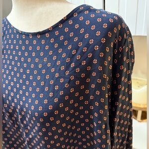 💙 H&M Navy Blue Geometric Print Shift Tunic Dress - US 12 - 100% Viscose